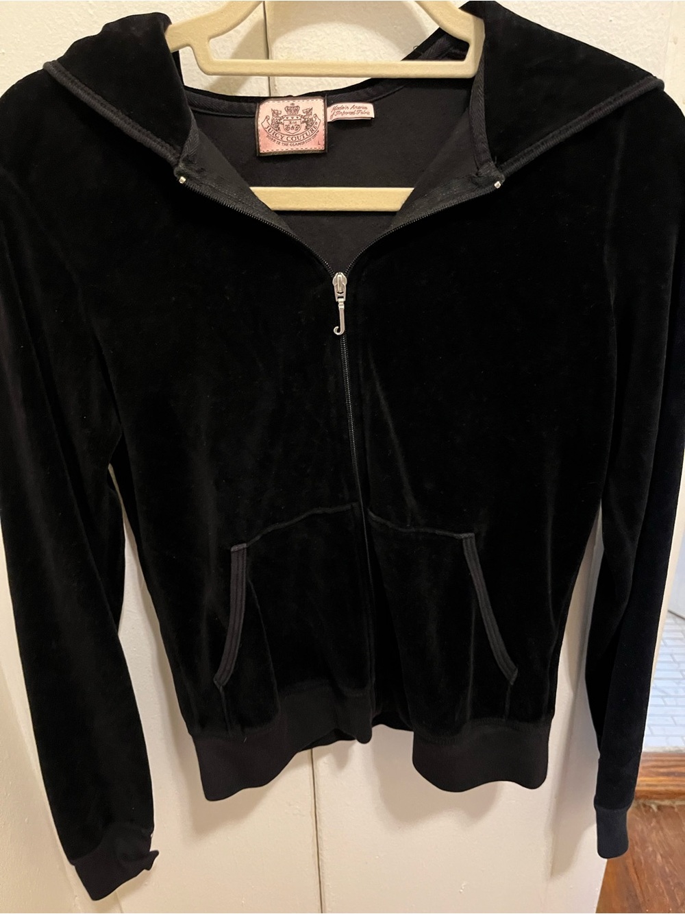 Juicy Couture Authentic Velour Zip-Up Hoodie Jacket - Black